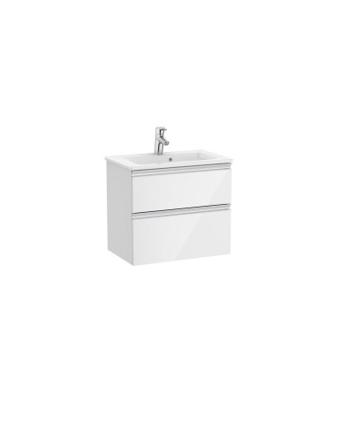 Mueble Roca UNIK Compactblanco de dos cajones y lavabo en color blanco