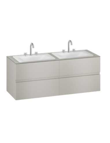 Mueble de baño Roca Armani Baia suspendido 2 lavabos 1554x590x610 mm plata