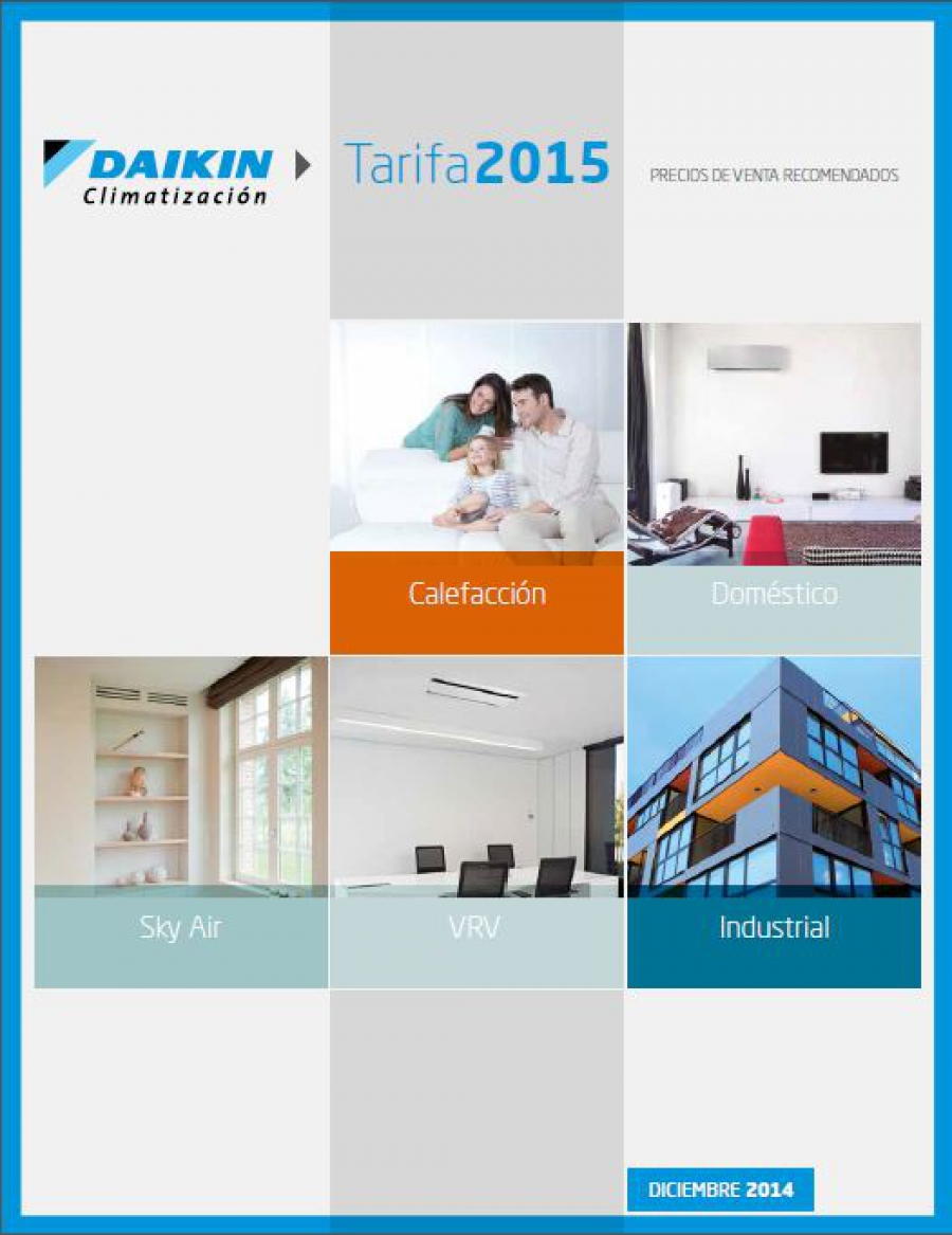 Tarifa Daikin 2015. Precios de Calefacción y Refrigeración