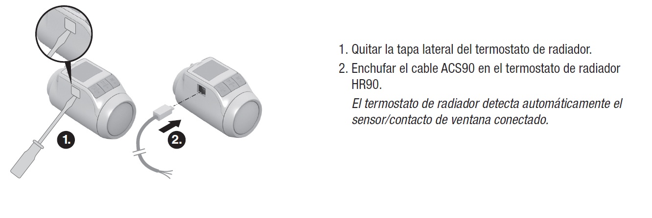 Conexión del cable con el termostato del radiador