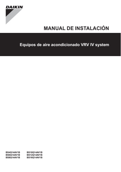 Caja de recuperación múltiple Daikin BS-Q14AV1B - Manual de instalacion