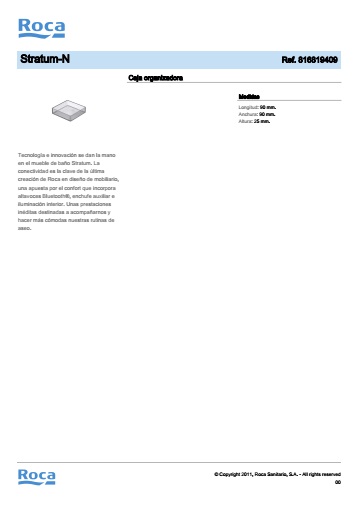 Caja organizadora Roca Stratum-N 90x90 mm - Ficha de producto